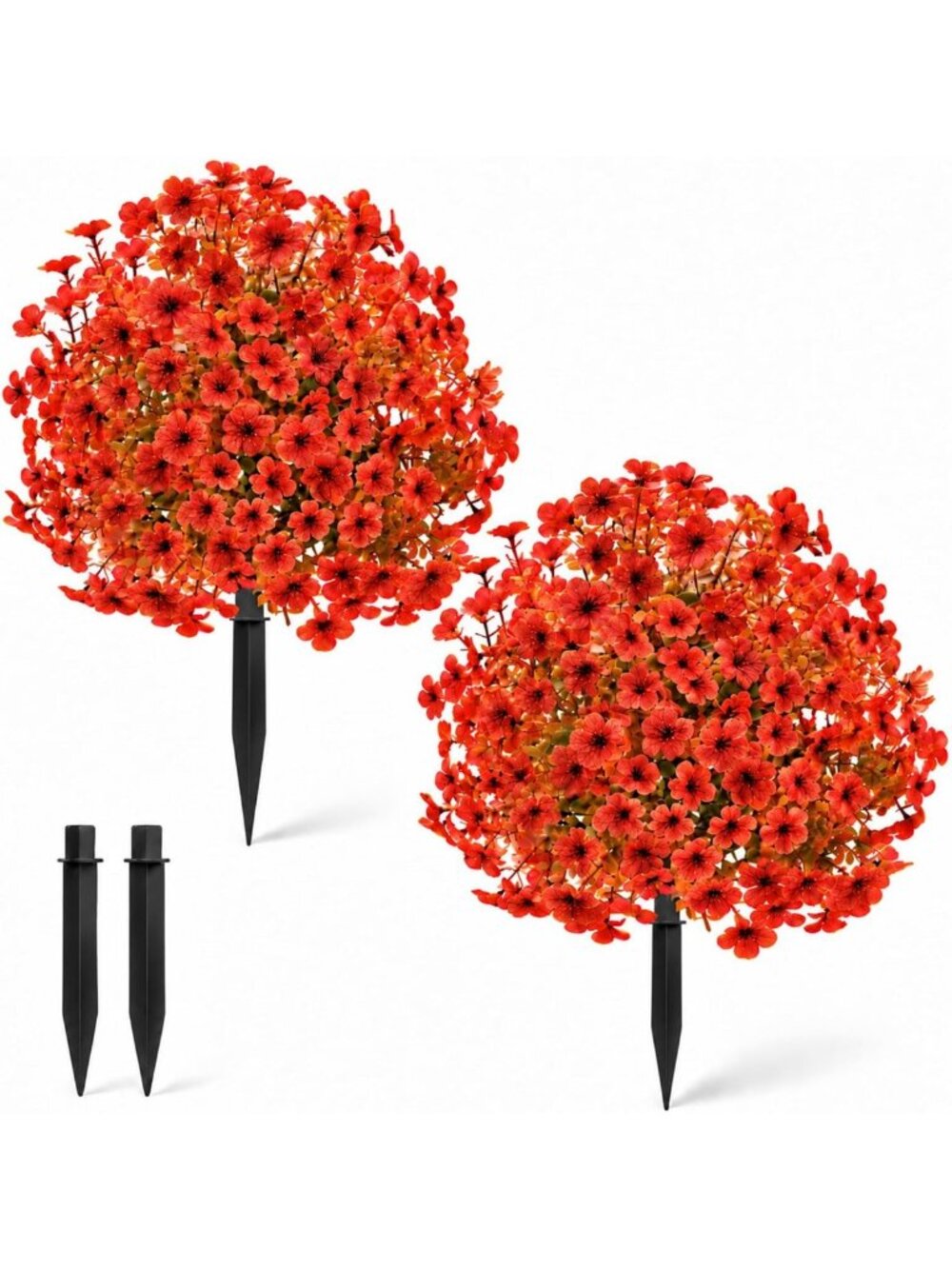 2Pcs Artificial Fall Flowers for Outdoors, Fake Mums Plants Autumn Decor